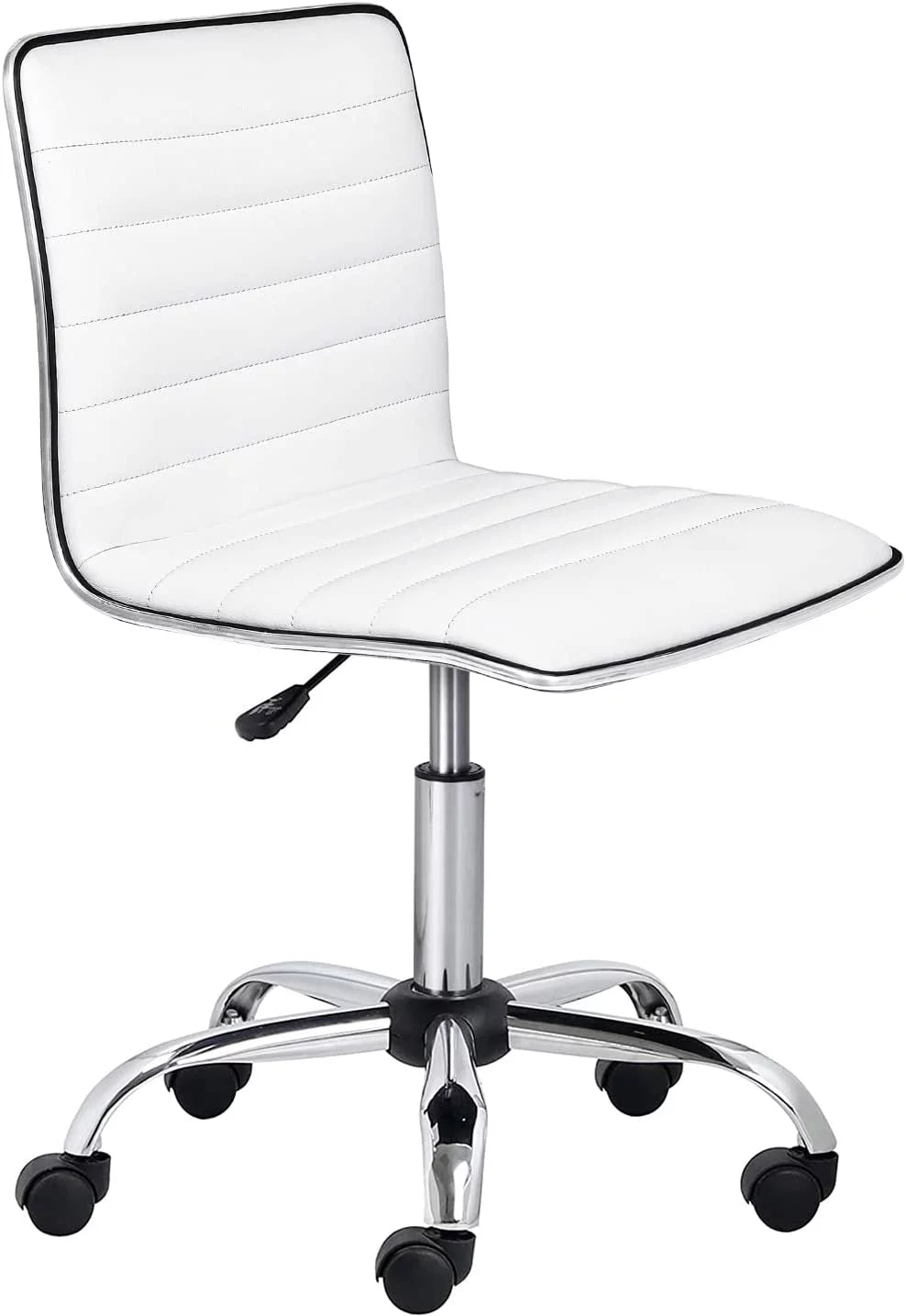 Black Armless Leather Swivel Desk Chair with Wheels M41741