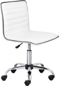 Black Armless Leather Swivel Desk Chair with Wheels M41741