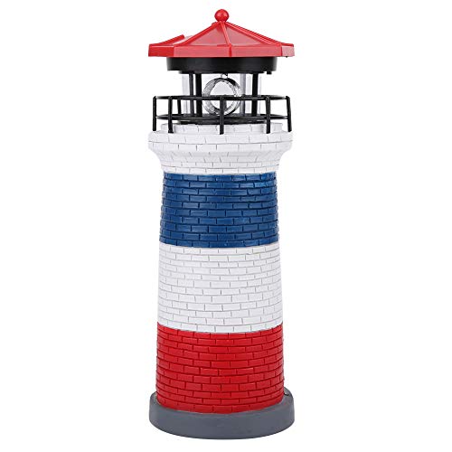 LED Solar Lighthouse Statue Rotating Lawn Decorations F53397