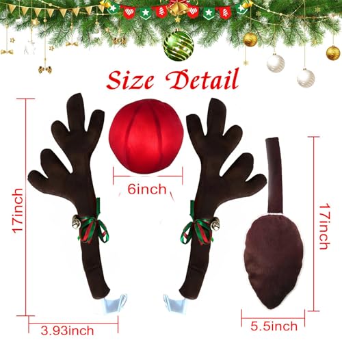 Christmas Car Reindeer Antlers Decoration Kit with Jingle Bells P21444