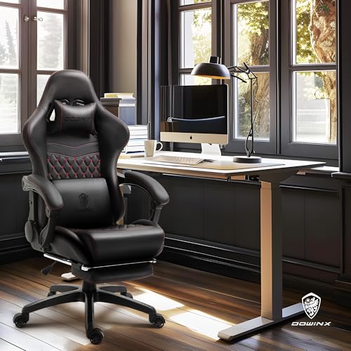 Black Big and Tall Ergonomic Gaming Chair with Footrest and Massage Lumbar Support U352056