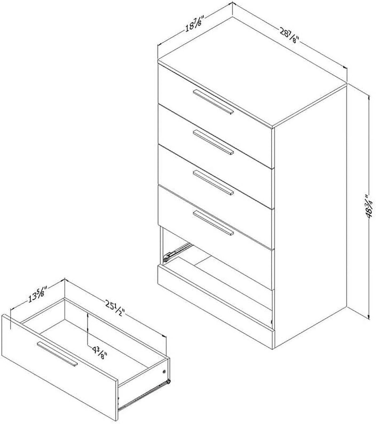 Dark Grey 5 Drawer Wood Dresser K537973