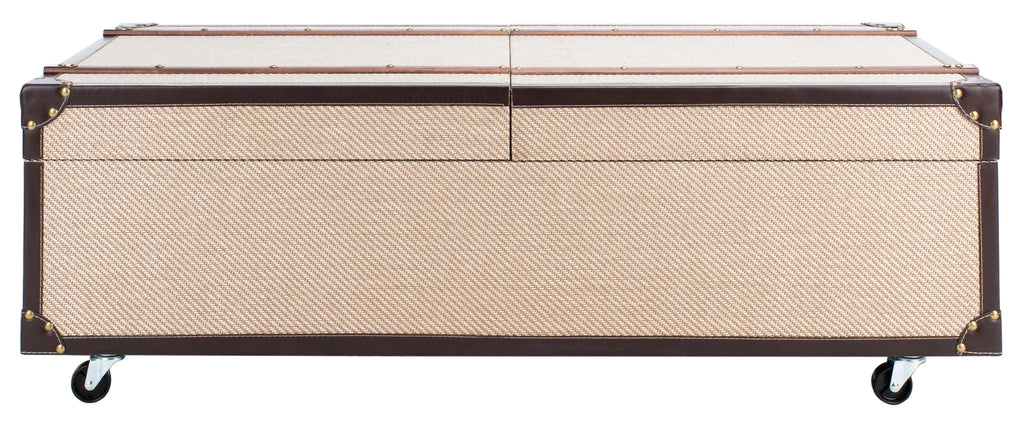 Beige Coffee Table Storage Trunk with Wine Rack Z236