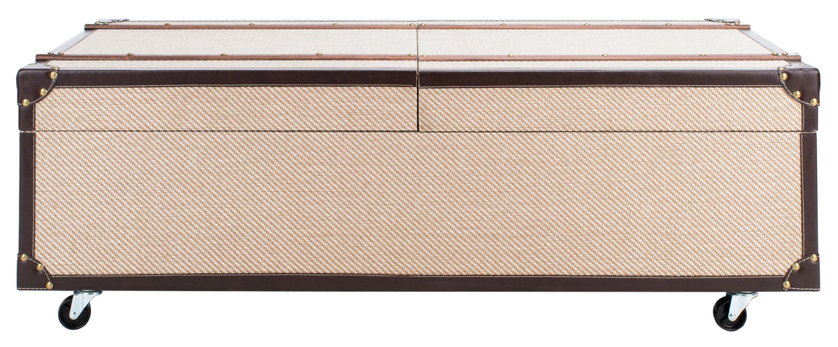 Beige Coffee Table Storage Trunk with Wine Rack Z236