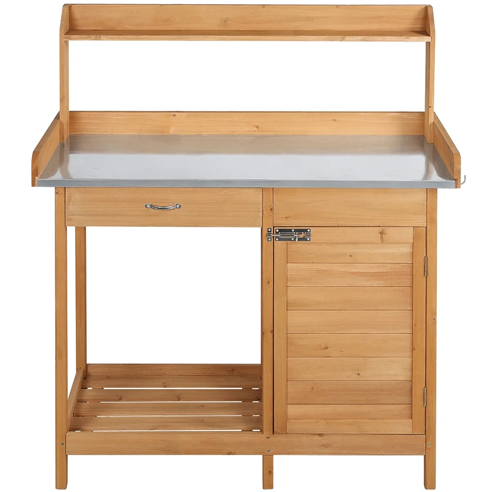 Garden Potting Bench with Cabinet Drawer E7331