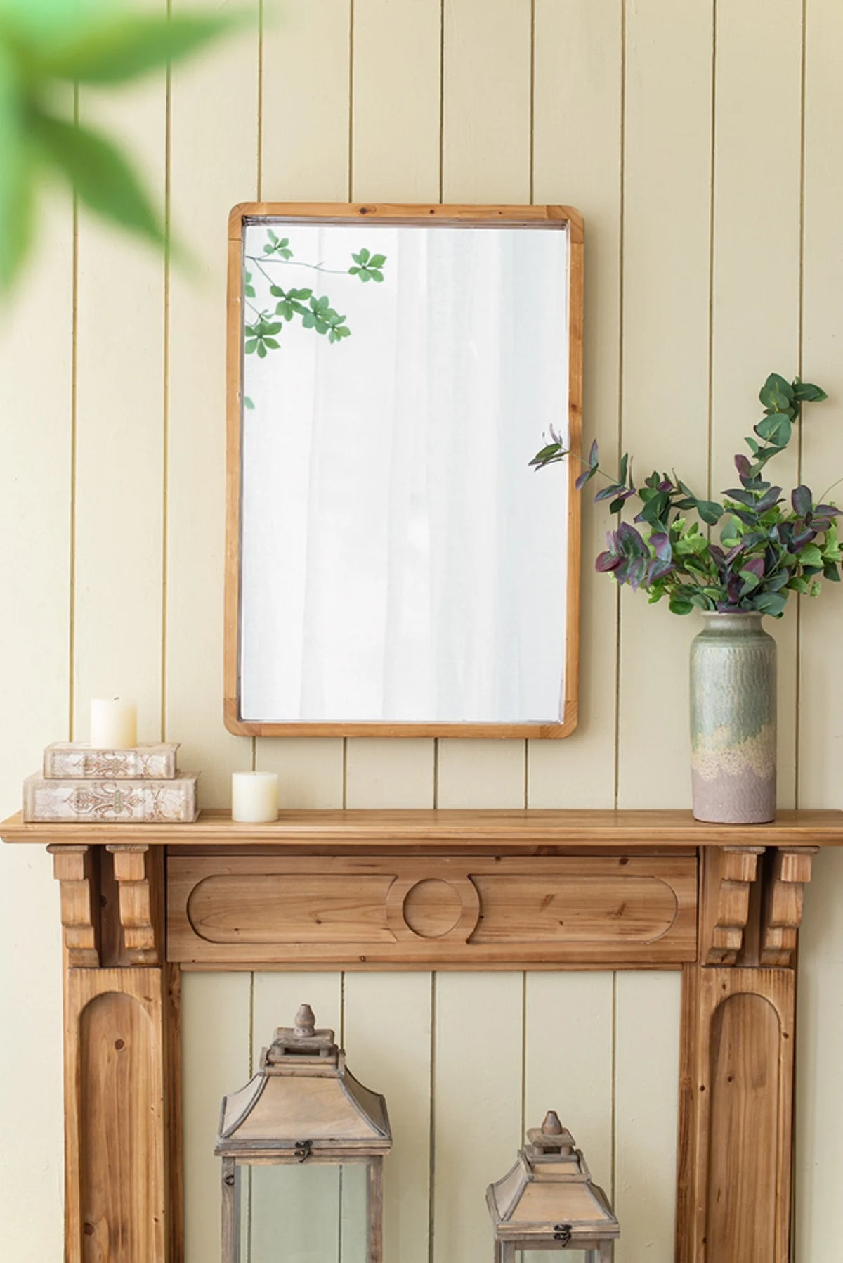 Wooden Square Wall Mirror E7345
