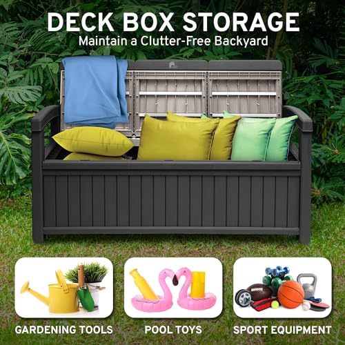 3 Seat 90 Gallon Weatherproof Resin Storage Bench U25493