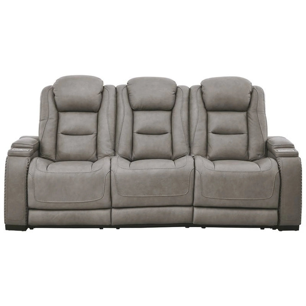 Gray Leather Power Reclining Sofa N766543