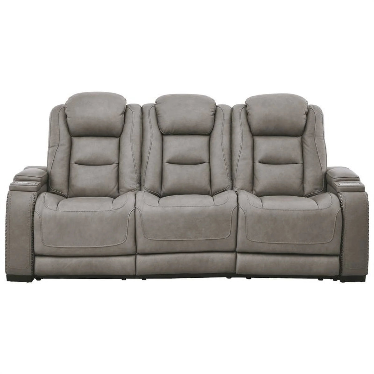 Gray Leather Power Reclining Sofa N766543
