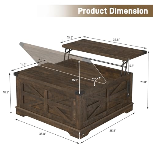 36" White Lift Top Coffee Table with Storage and Power Outlets A76755