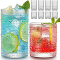 Vintage Hobnail Drinking Glasses Set of 8, 12 oz Highball & 10 oz Cocktail Glasses J725611