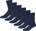 6 Pairs Women's Extra Stretchy Cotton Crew Socks Shoe Size 7-10 Navy N596