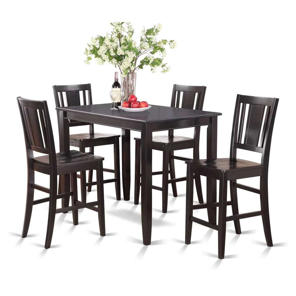 5 Piece Dining Set with Table and 4 Stools in Black X19033