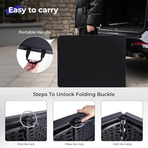 6ft Black Portable Folding Table F15331
