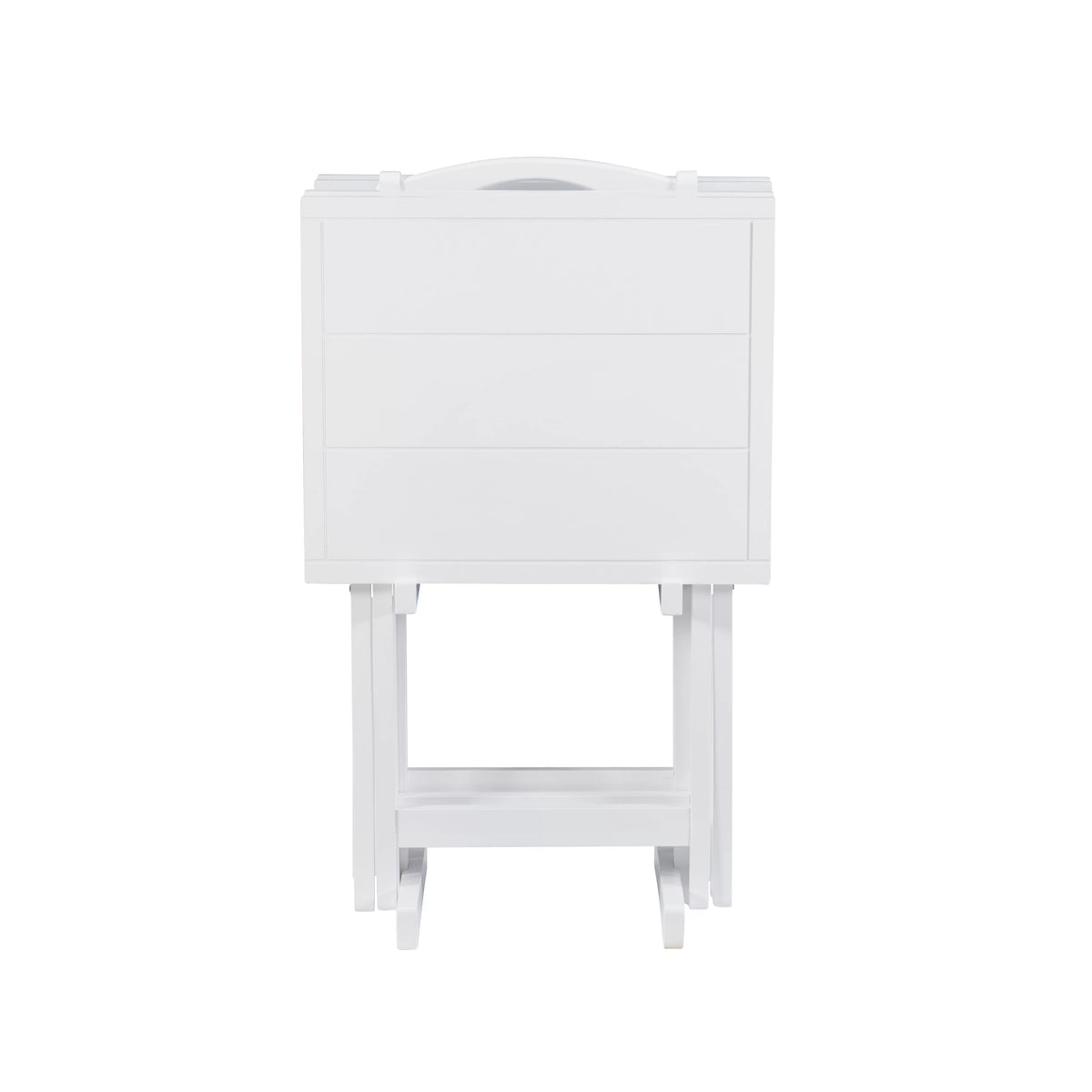 Folding Tray Table Set with Stand, 5 Pieces, White P872