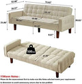 Linen Convertible Sleeper Sofa Bed 3 Seater (Blue) R514