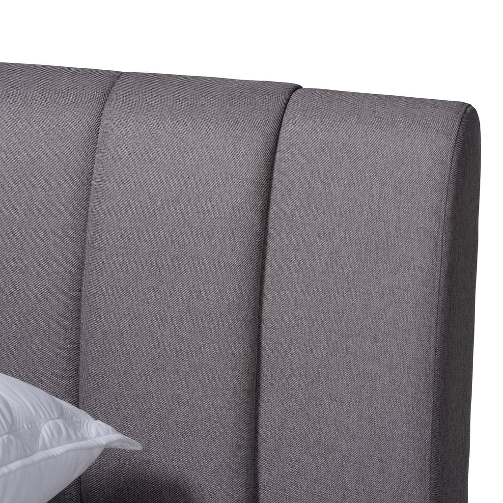 Grey Fabric Upholstered Queen Size Bed I4408