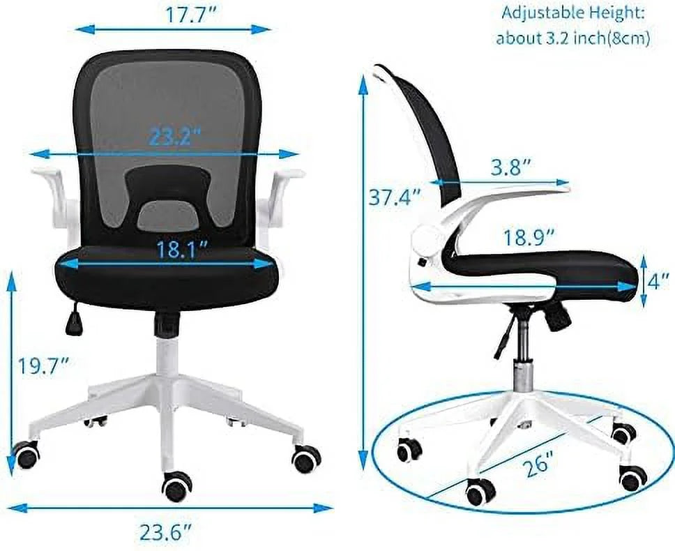 Home Office Desk and Chair Set Breathable Mesh Computer Chair Glass Top Desk Metal Frame O78234