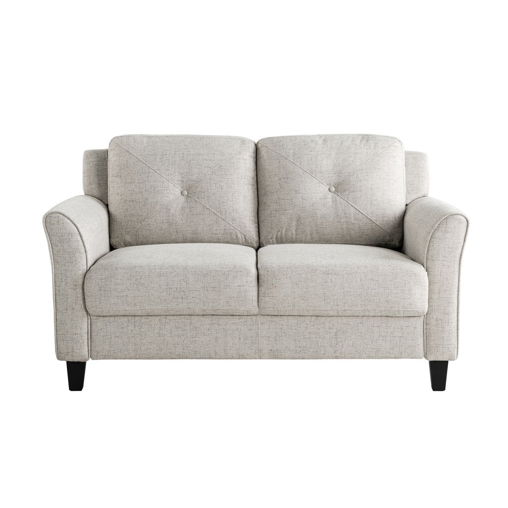 Beige Fabric Loveseat with Curved Arms U564
