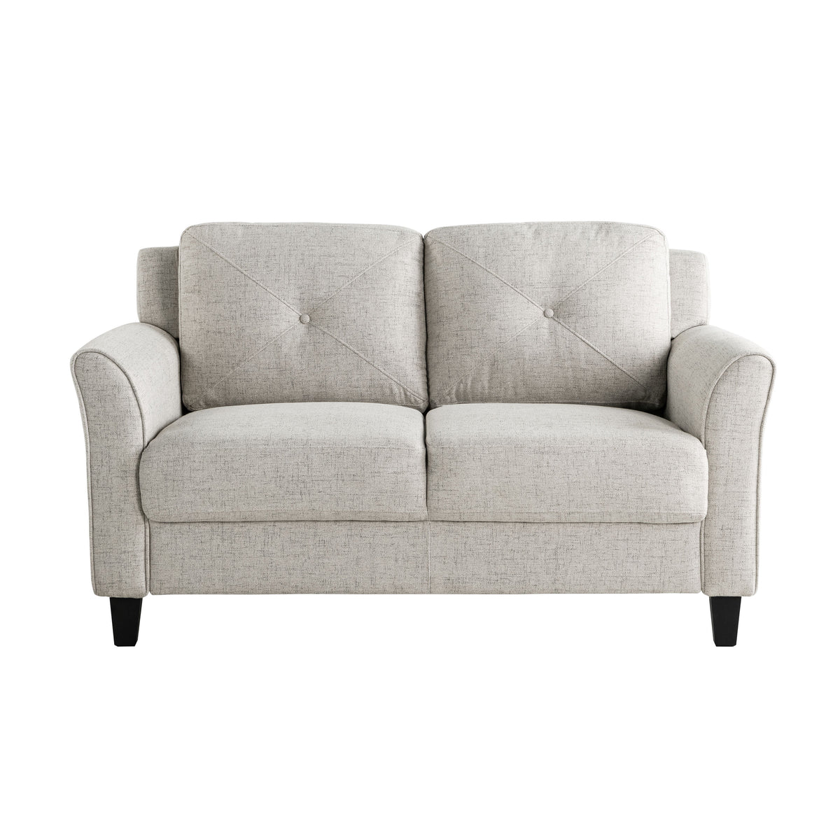 Beige Fabric Loveseat with Curved Arms U564