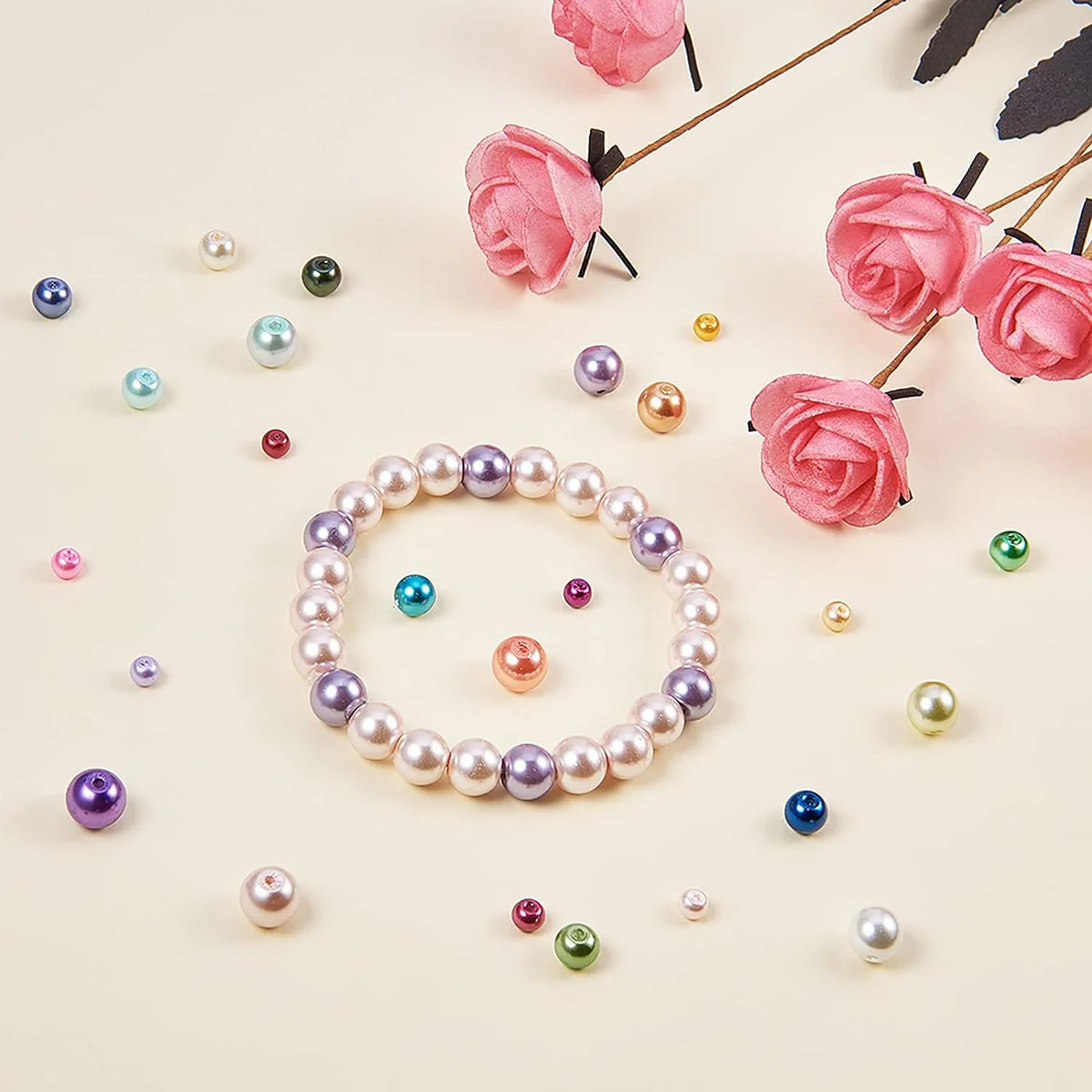 Pearlized Glass Beads 24 Color 3 Sizes Round Loose Spacer Beads J6750