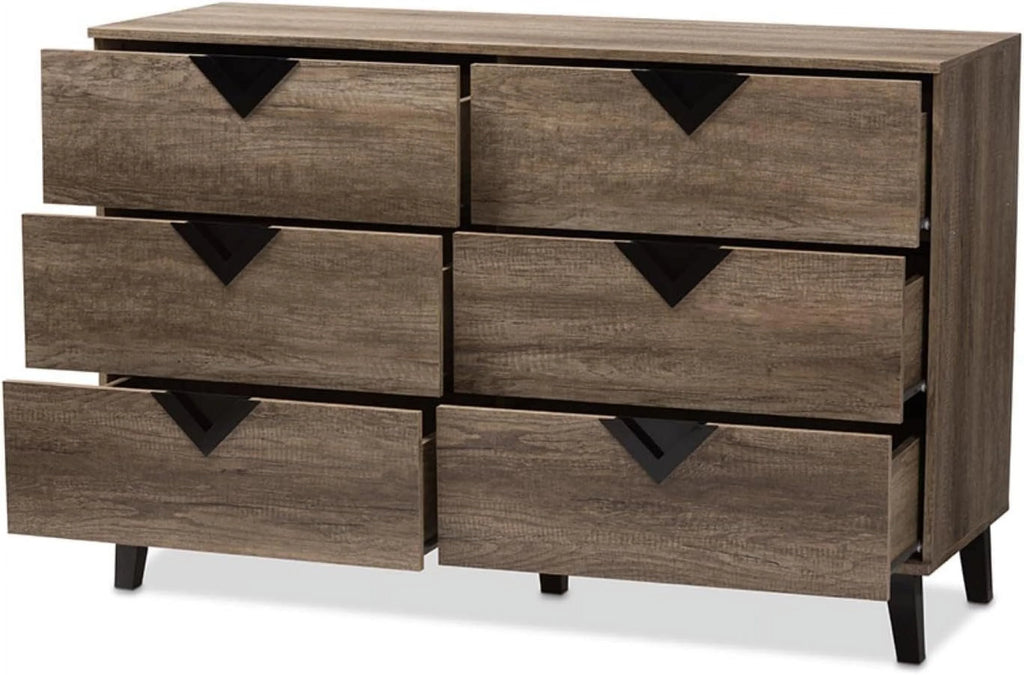 Light Brown Wood 6-Drawer Chest T7289