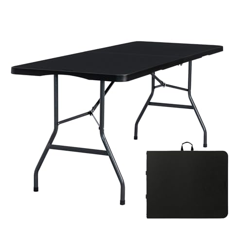 6ft Black Portable Folding Table F15331