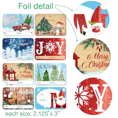 80 Count Large Foil Christmas Gift Tag Stickers C867593