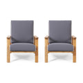 Acacia Wood Club Chairs with Cushions, Set of 2 C392