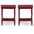 Wood End Table with Open Storage in Burgundy Red, Set of 2 I37178