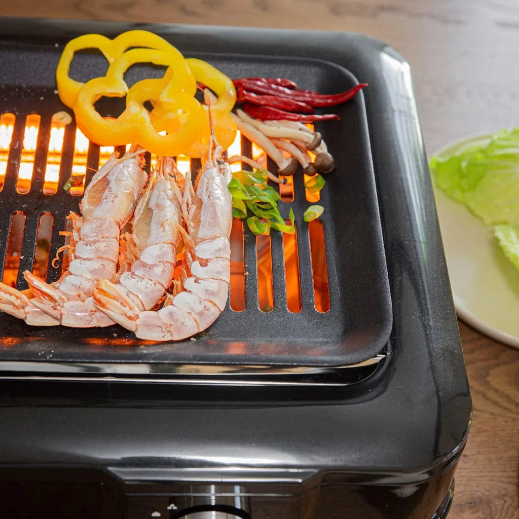 Electric Smokeless Indoor Infrared BBQ Grill with Non-Stick Grate and Drip Tray, Black U901673