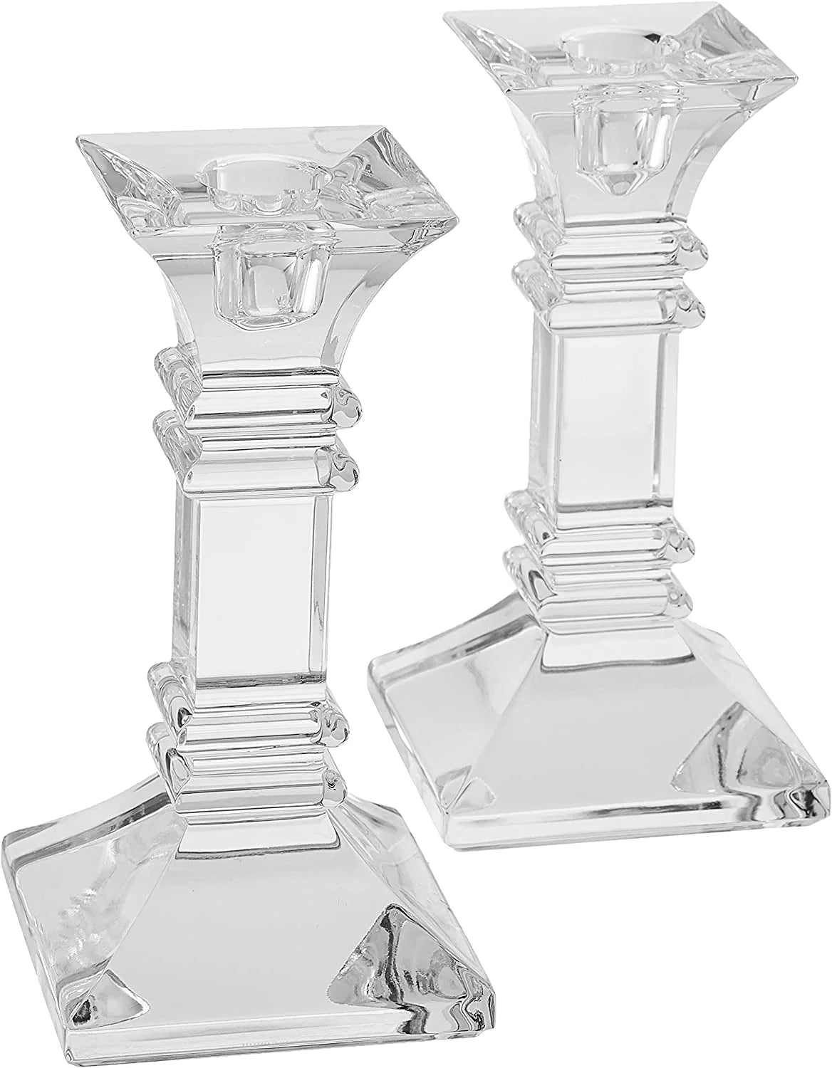 Clear Crystalline Table Candlestick Set of 2 W494