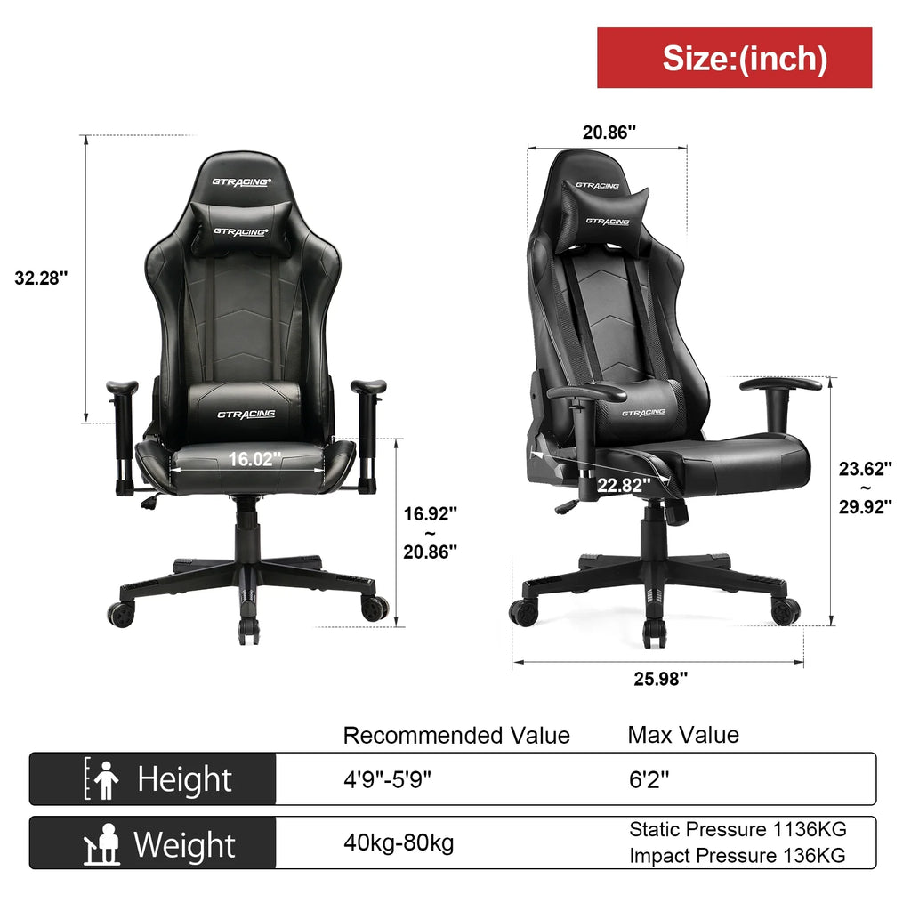 Black Ergonomic High Back Reclining Gaming Chair Q30189