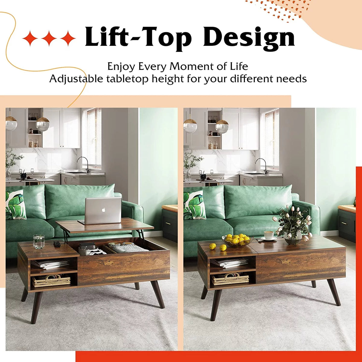 Lift Top Coffee Table with Storage A59113
