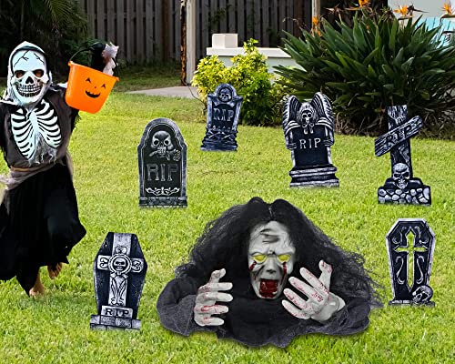 Halloween Outdoor Graveyard Decoration with 6 Tombstones O2352