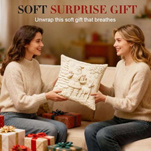 Christmas Pillow Covers Set of 4 White 20 inch P996869