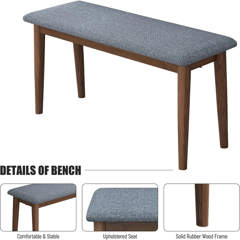 Rubber Wood Dining Table with 2 Benches and 2 Chairs M58245