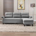 88" Convertible Sectional Sofa Couch with 2 USB Ports, Linen Fabric, Light Grey A96496