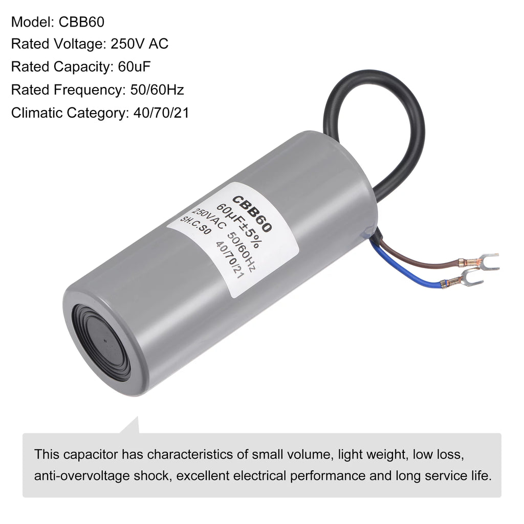 124x50mm 60uF 250V AC Run Capacitor U9580