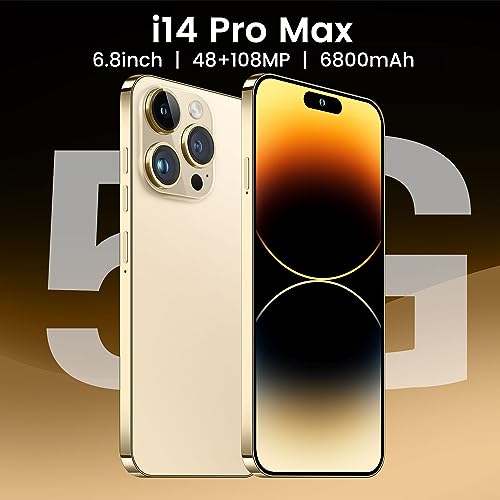 Unlocked Cell Phone 6.82" HD Screen 6+256GB Android 13 Smartphone Dual SIM Gold D989