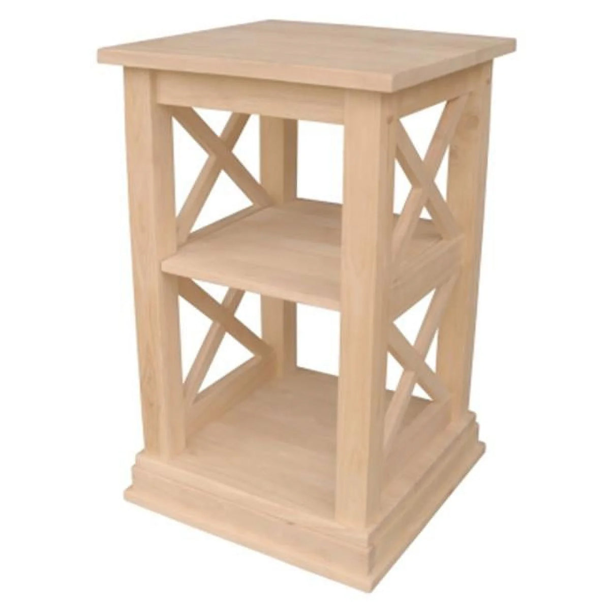 Unfinished Accent Table with Shelves S9102