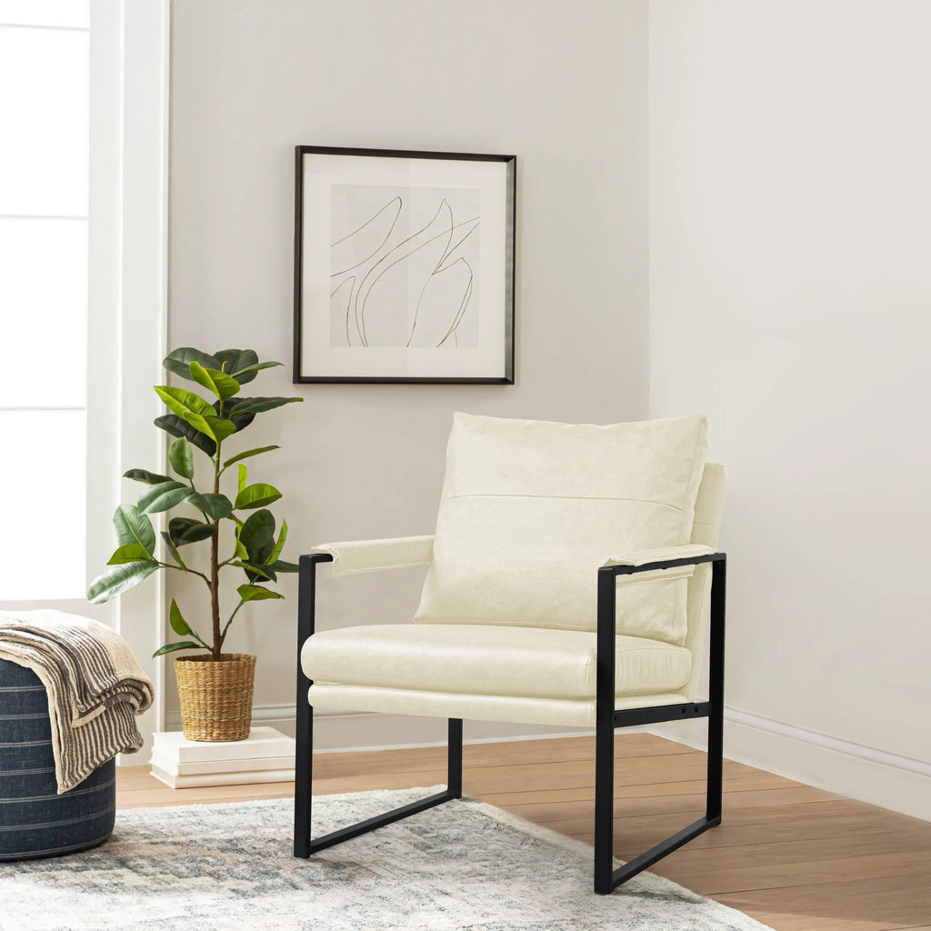 Cream PU Leather Accent Chair M346769