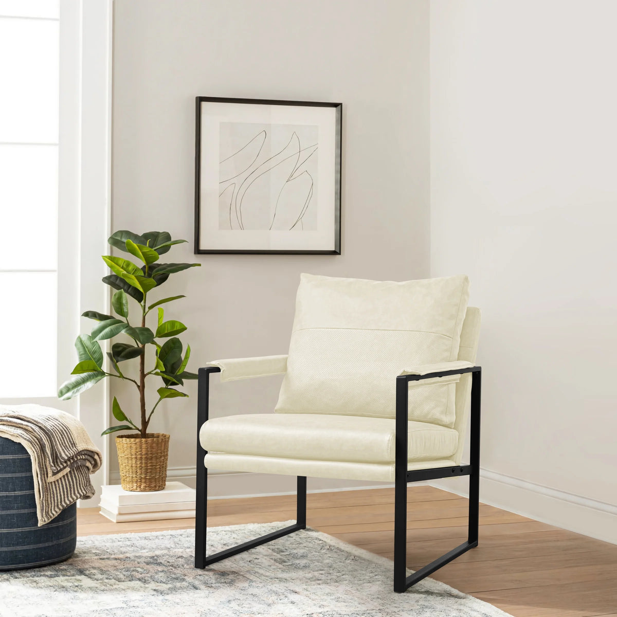Cream PU Leather Accent Chair M346769