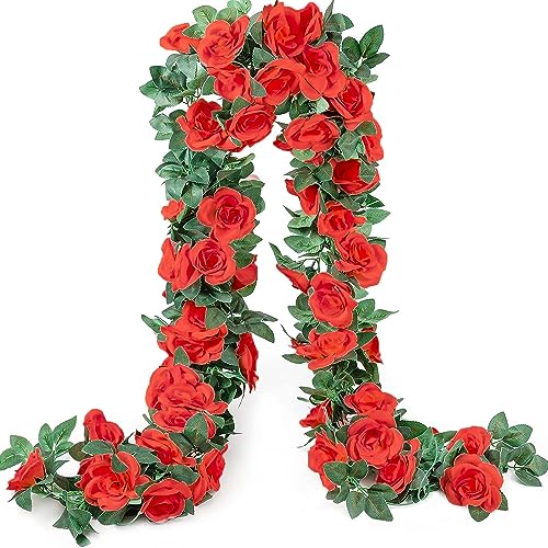 White 10PCS Artificial Rose Garland 7.5Ft U340