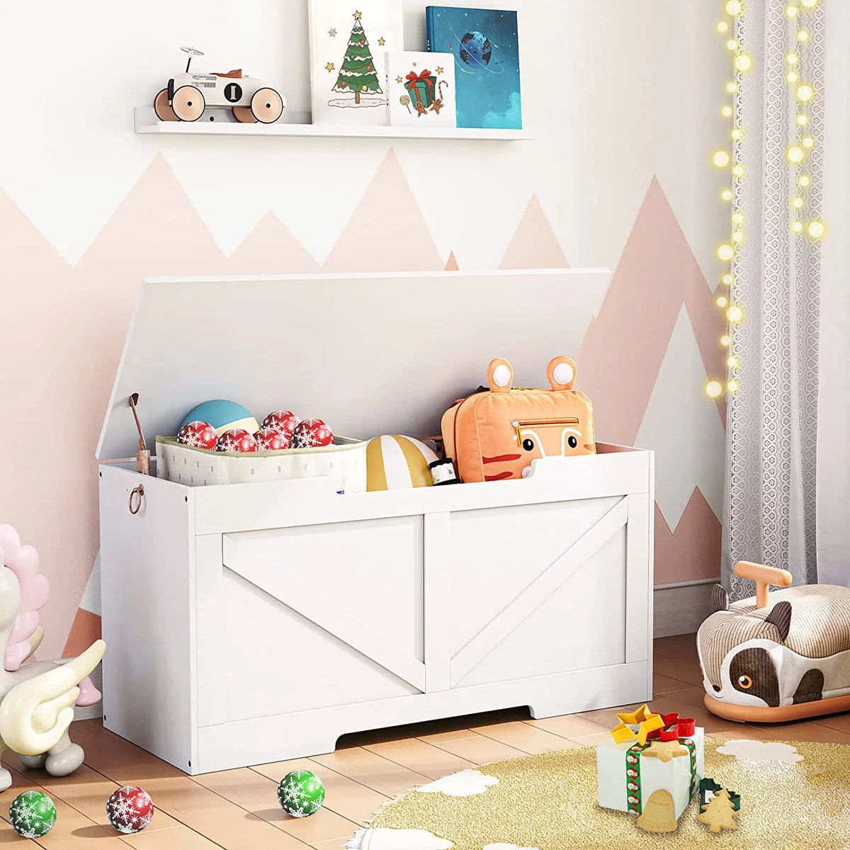 White Wooden Storage Bench N8719