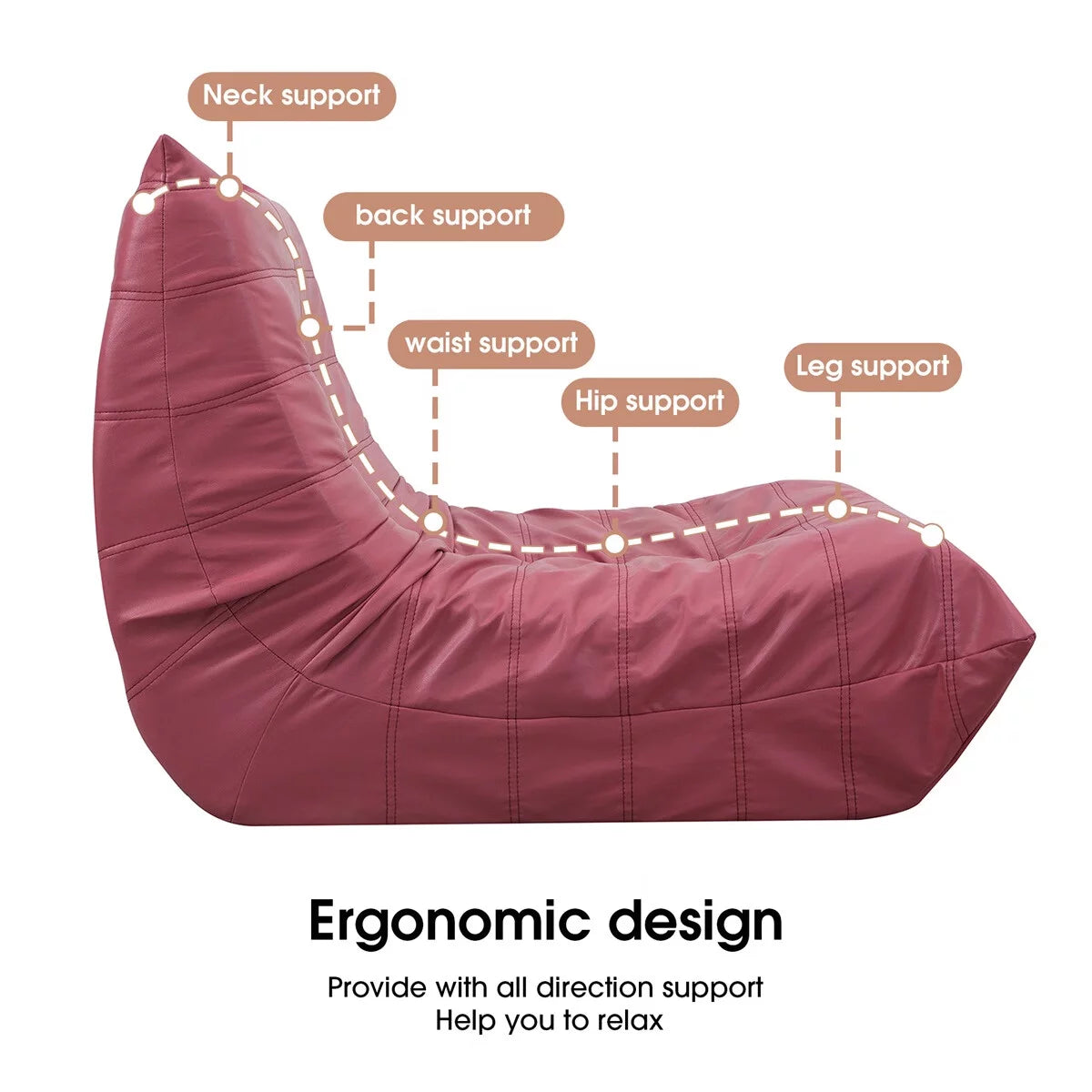 Oversized Armless Lounge Chair with Backrest J98007