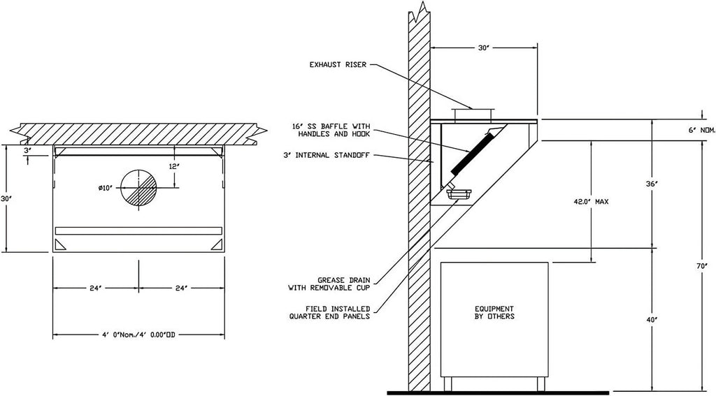 Food Truck Low Profile Exhaust Hood System with Fan and Duct L99754