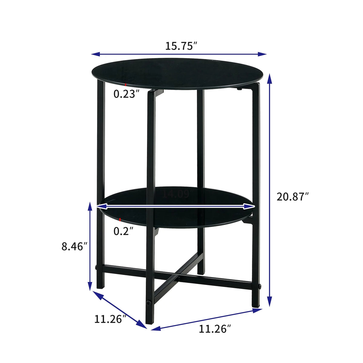 Round Tempered Glass End Table N91085