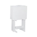 Folding Tray Table Set with Stand, 5 Pieces, White P872