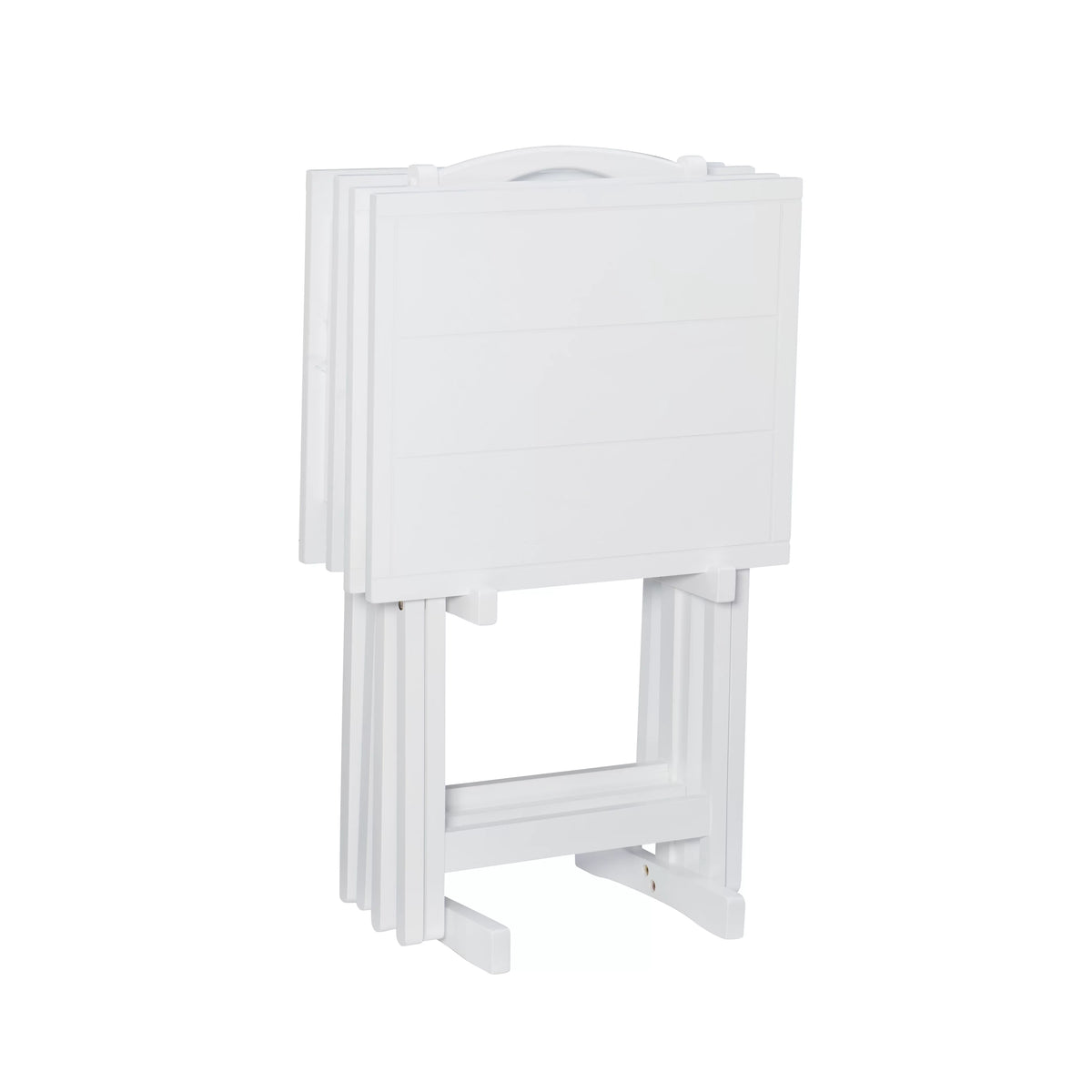 Folding Tray Table Set with Stand, 5 Pieces, White P872